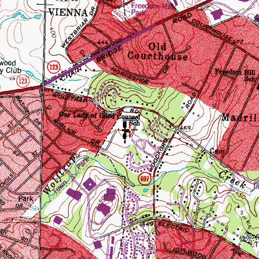 Topographic Map of Our Lady of Good Counsel Catholic School, VA