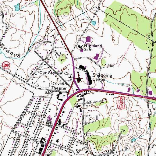 Topographic Map of Our Saviour Church, VA