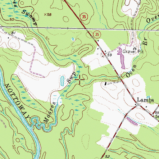 Topographic Map of Oven Branch, VA