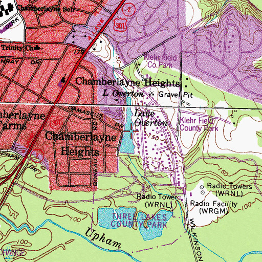 Topographic Map of Lake Overton, VA