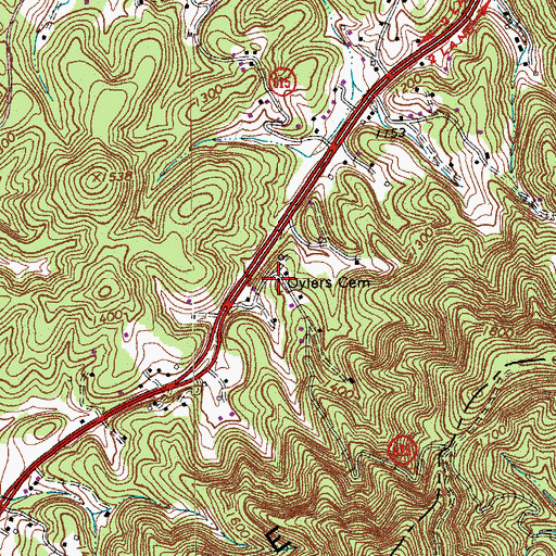 Topographic Map of Oylers Cemetery, VA