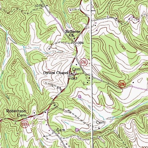 Topographic Map of Oylers Chapel, VA