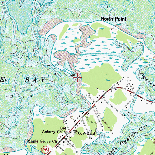 Topographic Map of Oyster Creek, VA