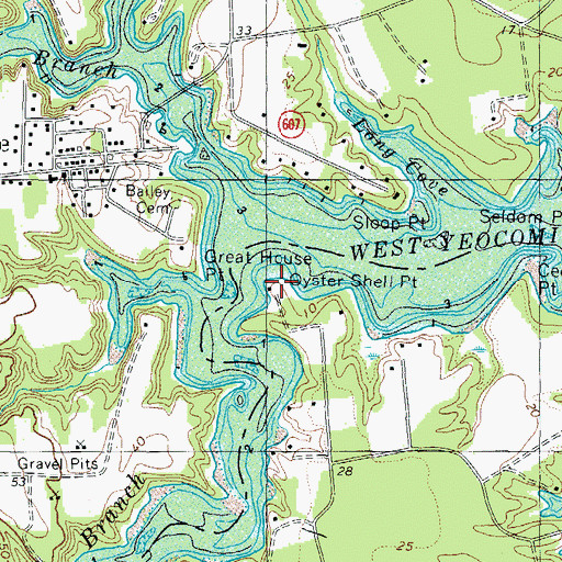 Topographic Map of Oyster Shell Point, VA