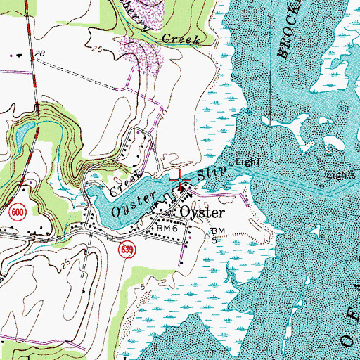 Topographic Map of Oyster Slip, VA