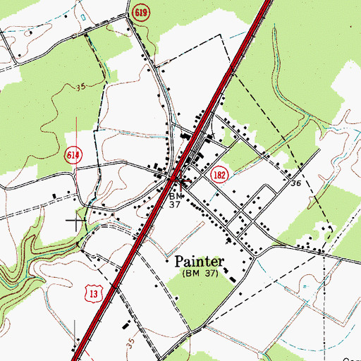 Topographic Map of Painter, VA