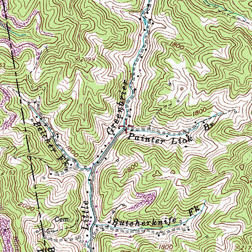Topographic Map of Painter Lick Branch, VA