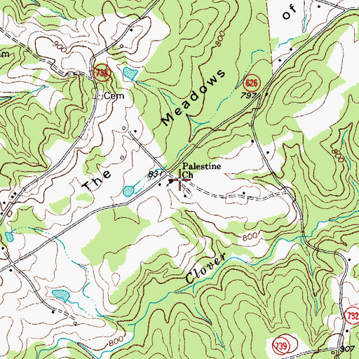 Topographic Map of Palestine Church, VA