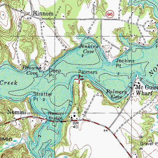 Topographic Map of Palmers Point, VA