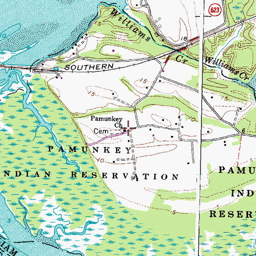 Topographic Map of Pamunkey Church, VA