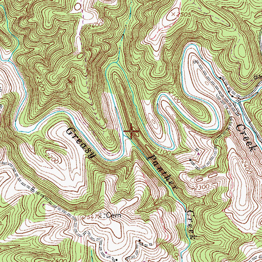 Topographic Map of Panther Creek, VA
