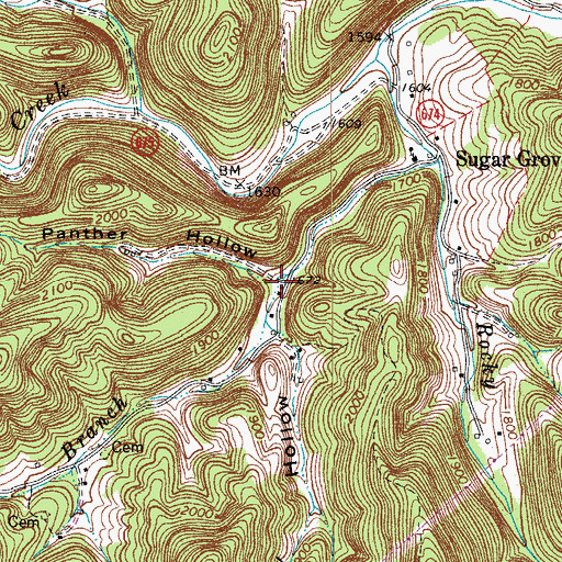 Topographic Map of Panther Hollow, VA