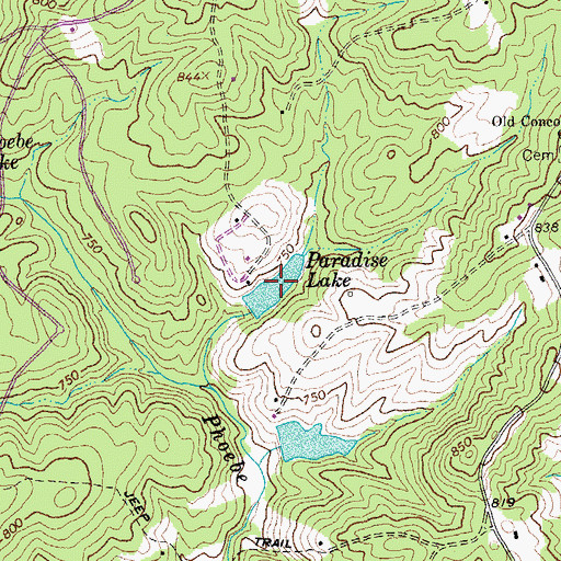 Topographic Map of Paradise Lake, VA