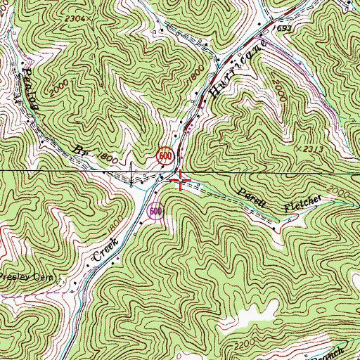 Topographic Map of Parett Fletcher Branch, VA