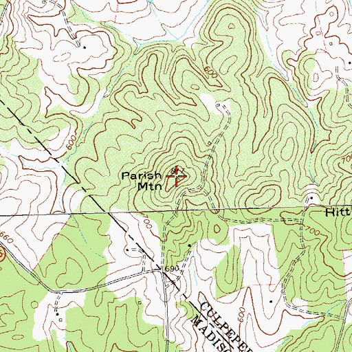 Topographic Map of Parish Mountain, VA