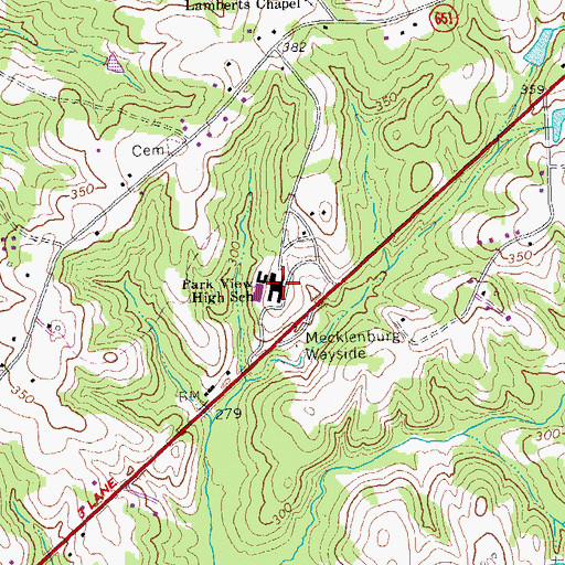 Topographic Map of Park View High School, VA