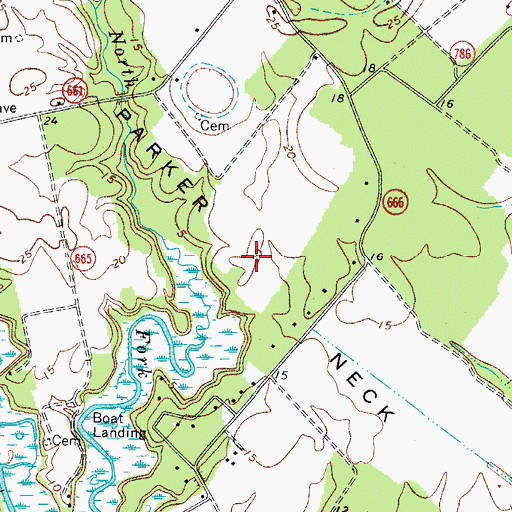 Topographic Map of Parker Neck, VA