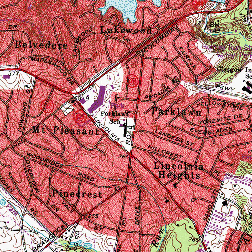 Topographic Map of Parklawn Elementary School, VA