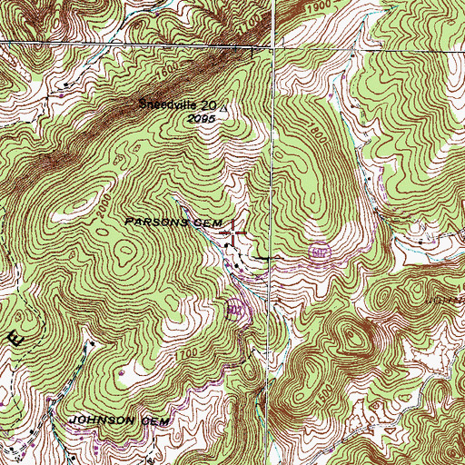 Topographic Map of Parsons Cemetery, VA
