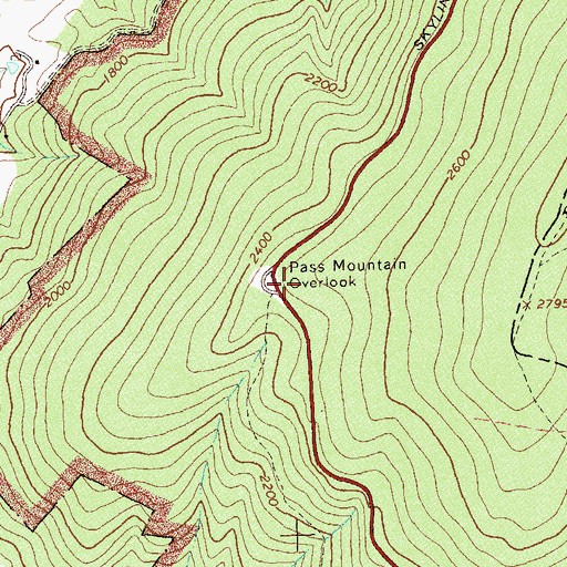 Topographic Map of Pass Mountain Overlook, VA