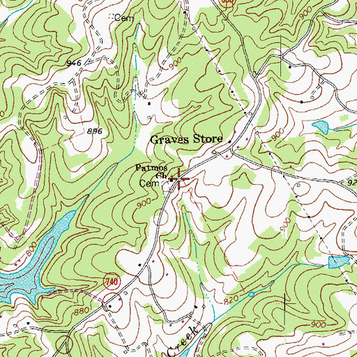Topographic Map of Patmos Church, VA