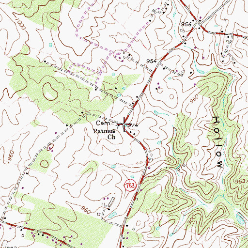 Topographic Map of Patmos Church, VA