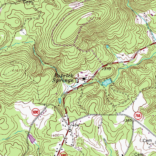Topographic Map of Patrick Springs, VA