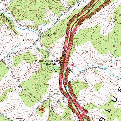 Topographic Map of Payne Creek Church, VA