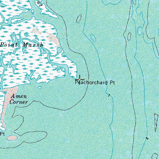 Topographic Map of Peachorchard Point, VA