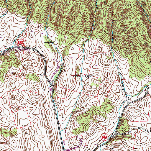 Topographic Map of Peak Cemetery, VA