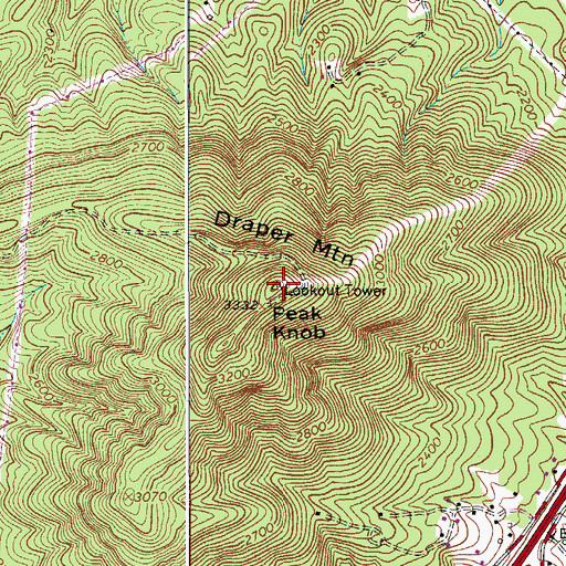 Topographic Map of Peak Knob, VA