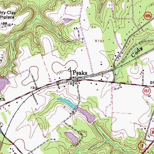 Topographic Map of Peaks, VA