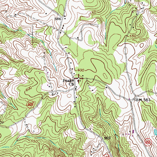 Topographic Map of Peaks Church, VA