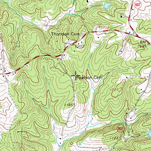 Topographic Map of Pearson Cemetery, VA