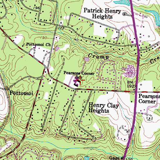 Topographic Map of Pearson's Corner Elementary School, VA