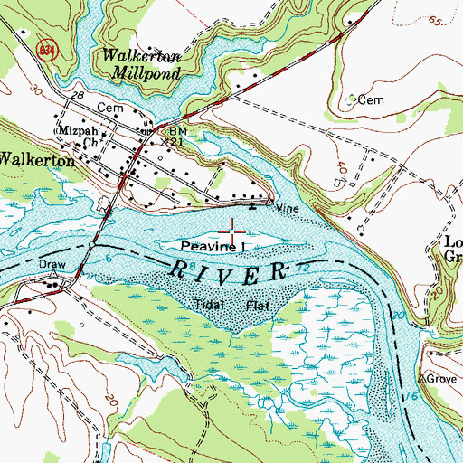 Topographic Map of Peavine Island, VA