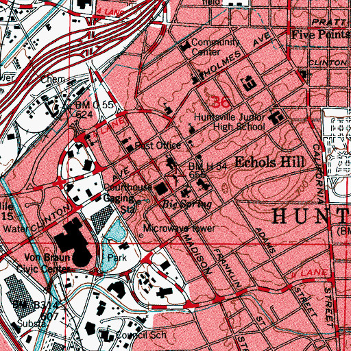 Topographic Map of Randolph Church, AL