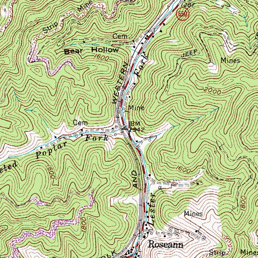 Topographic Map of Peeled Poplar Fork, VA