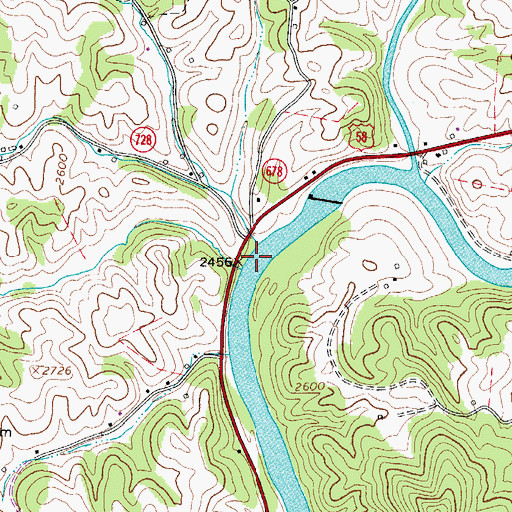 Topographic Map of Peggies Branch, VA