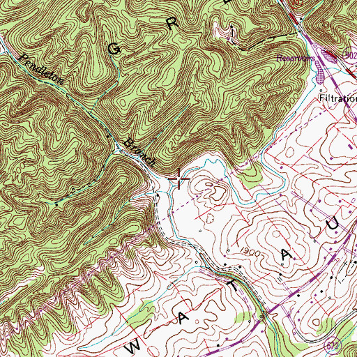 Topographic Map of Pendleton Branch, VA
