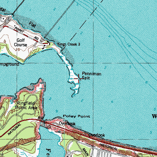 Topographic Map of Penniman Spit, VA