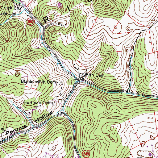 Topographic Map of Pennus Hollow, VA