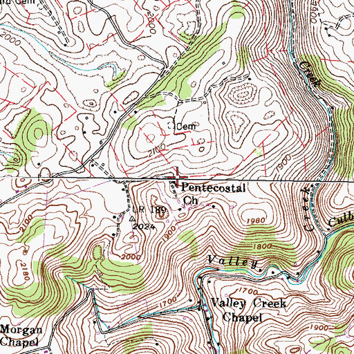 Topographic Map of Pentecostal Church, VA