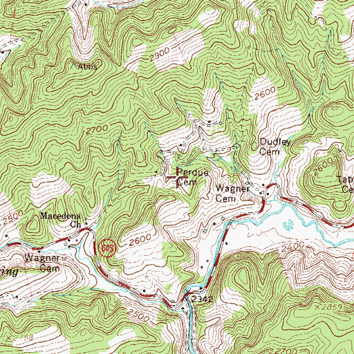 Topographic Map of Perdus Cemetery, VA
