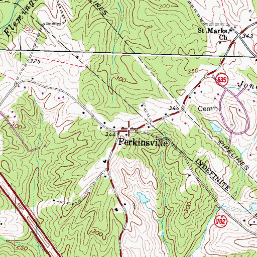 Topographic Map of Perkinsville, VA
