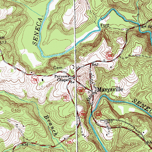 Topographic Map of Perrows Chapel, VA