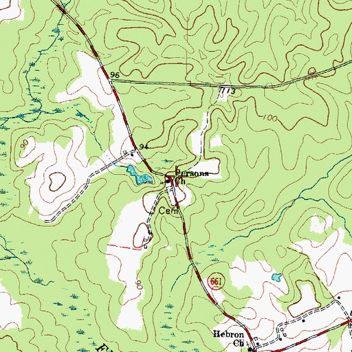 Topographic Map of Persons Church, VA