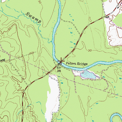 Topographic Map of Peters Bridge, VA