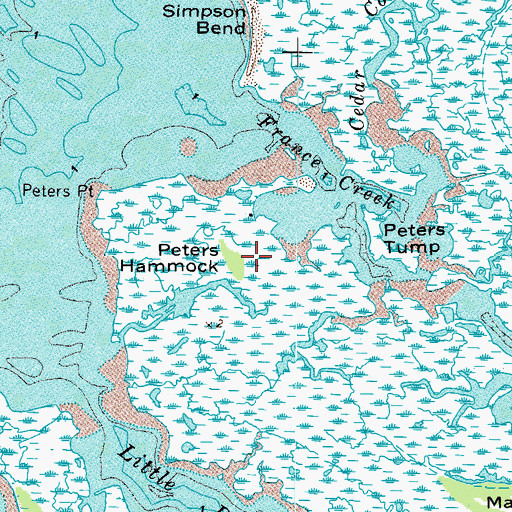 Topographic Map of Peters Hammock, VA