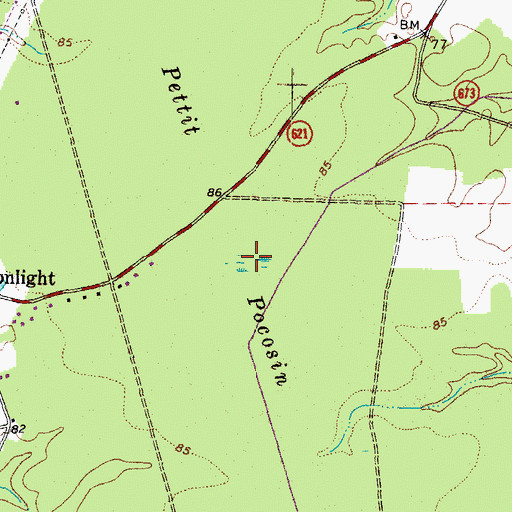 Topographic Map of Pettit Pocosin, VA